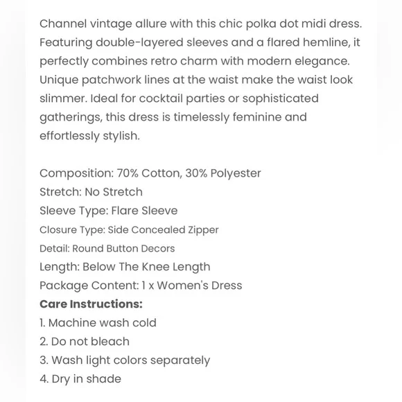 NWT! Retro Stage Black 1930’s Dots Tie Neck Mermaid Dress. Size M - Picture 7 of 12